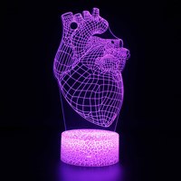 Lampe de nuit créative 3D en forme de cerveau, cœur, œil, anatomie corporelle, alimentation USB, interrupteur tactile, illusion d'optique, LED RGB, décoration de chambre, cadeaux
