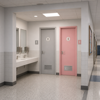 Porte de toilettes publiques pour écoles, porte intérieure personnalisée avec persiennes et quincaillerie