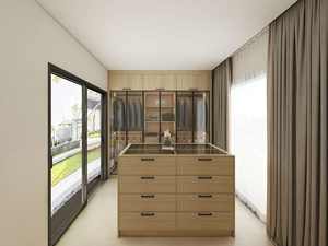 Armoire en bois de luxe avec section d'exposition de vêtements et portes en verre |   Dressing moderne pour villas et appartements - Product Image 4