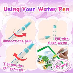 <span class=keywords><strong>Livre</strong></span> de peinture à l'eau magique réutilisable pour les tout-petits avec plus de 110 autocollants et stylo, activités de dessin magiques, livres de coloriage pour les tout-petits - Product Image 6