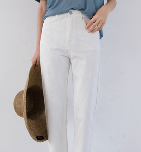 Fabricante de China, recto de denim <span class=keywords><strong>jeans</strong></span> pantalones de <span class=keywords><strong>talle</strong></span> <span class=keywords><strong>alto</strong></span> mujeres pantalón de jean en blanco - Product Image 5