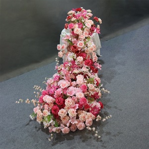 Chemin de table en fleurs artificielles en soie pour mariage, décoration d'allée, fournitures de décoration de mariage - Product Image 6