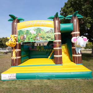 Castillo inflable comercial para fiestas al aire libre, con tobogán, estilo safari. - Product Image 4