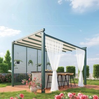 Pergola motorisée à lames orientables en aluminium thermolaqué de haute qualité KAKADUH avec protection contre le soleil et la pluie