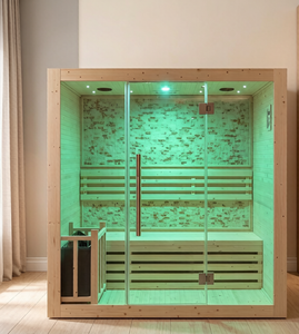 Sauna <span class=keywords><strong>de</strong></span> Vapor Interior <span class=keywords><strong>de</strong></span> Madera <span class=keywords><strong>de</strong></span> Abeto con Puertas <span class=keywords><strong>de</strong></span> Vidrio, Spa <span class=keywords><strong>en</strong></span> Casa para 2-4 Personas, <span class=keywords><strong>Precio</strong></span> <span class=keywords><strong>de</strong></span> Fábrica - Product Image 1