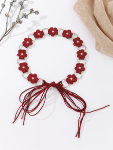 Boho Flower Waist Chain <strong>Belt</strong> for Women Sweet Suede Floral Metal Link Cinch <strong>Belt</strong> Summer Beach Dress Decorative Tassel Skinny <strong>Belt</strong> - Product Image 5