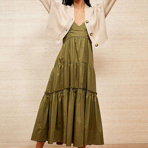 OEM all'ingrosso personalizzato pieghettato estate Midi personalizzato lungo da donna alla moda <span class=keywords><strong>vestiti</strong></span> eleganti occidentali modesti abiti di <span class=keywords><strong>cotone</strong></span> estate - Product Image 5