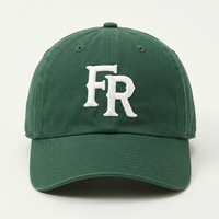 Casquette de baseball personnalisée brodée en gros OEM, 100 % coton sergé, non structurée, 6 panneaux, verte, réglable, style Dad Hat