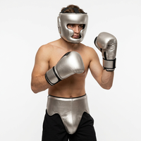 Ensemble de gants de boxe professionnels en cuir, protège-tête et protège-gland, imperméable, pour adultes, fermeture auto-agrippante, couleur et marque personnalisables