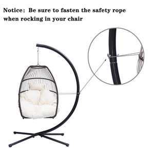 <span class=keywords><strong>Silla</strong></span> <span class=keywords><strong>Colgante</strong></span> Plegable de Metal <span class=keywords><strong>Tipo</strong></span> Huevo con Soporte en Forma de C, Cojín y Almohada Impermeables para Muebles de Exterior y Uso en Parques - Product Image 5