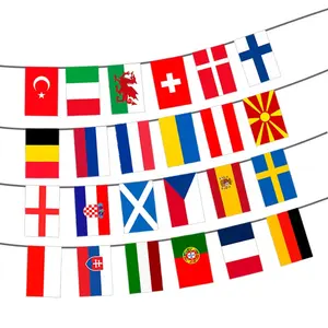 快速交货准备发货24国世界欧洲彩旗聚酯足球旗杆或足球队彩旗