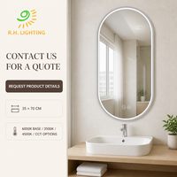 Miroir de salle de bain LED en forme de pilule à éclairage frontal 35x70cm, cadre métallique large, anti-buée, intensité réglable, IP44, miroir de vanité pour hôtel par Joystar