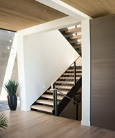 CBMMart Escalier droit intérieur moderne en métal et fer Mono Stringer Escaliers en bois de hêtre/chêne Design intérieur/escalier pour villa
