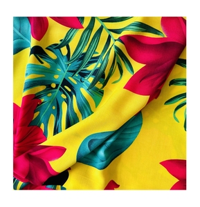 Precio barato hoja flor diseños serigrafiado 100% viscosa rayón tejido tela para vestido Hawaiano ropa de verano - Product Image 2