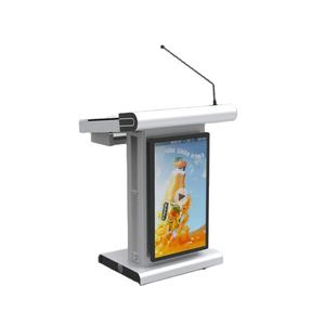<span class=keywords><strong>Atril</strong></span> de Conferencia con Cuerpo de Aluminio, con Ruedas, Micrófono, Pantalla de 21.5 Pulgadas y Pantalla Secundaria de 32 Pulgadas - Product Image 1