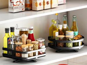 Organizador de cosméticos giratorio de 360 °, bandeja de almacenamiento de cocina, organizador de plato giratorio de <span class=keywords><strong>2</strong></span> niveles, estante giratorio para especias, contenedor de almacenamiento redondo - Product Image 4