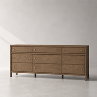 Commode contemporaine à 6 tiroirs en chêne massif vieilli, durable, faite à la main et écologique pour chambre à coucher