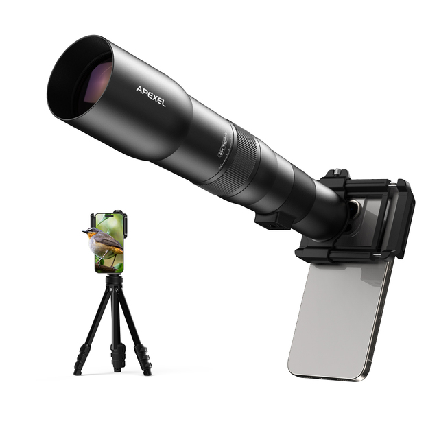 APEXEL New Premium Super Telescope Lens Universal High Power Mobile HD Long Focus 50X Telephoto Monocular Lens with Tripod
