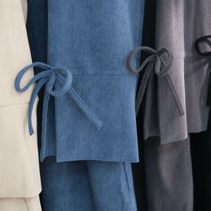 여자의 드레스 코듀로이 폐쇄 Abaya 2025 이슬람 의류 겸손한 아바야 여성 무슬림 원피스 주머니와 커프스와 Bowknots - Product Image 5