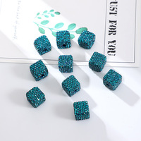 Perles carrées en strass à trou droit, entièrement percées, en cristal, pour la fabrication de bijoux et accessoires de sac DIY