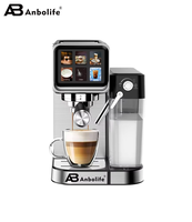Anbolife - Cafetera Espresso Eléctrica Semiautomática de 20 Bares, Acero Inoxidable, con Molinillo Incorporado, Programable Táctil, en Español