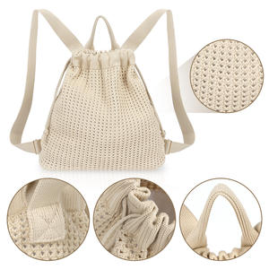 Nouveaux sacs tissés ajourés, sac de plage durable à cordon, sac à bandoulière tissé pour l'automne et l'hiver, sac à dos bandoulière - Product Image 1