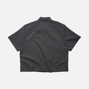 Camisa GAMBETTO de corte holgado, a cuadros micro en blanco y negro, de manga corta, con botones, estilo casual urbano para hombre - Product Image 1
