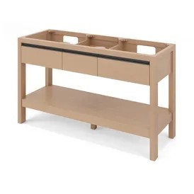 Mueble de Baño de Madera Maciza Estilo Rústico con Lavabo de Cerámica, Espejo con Marco, 2 Cajones y Acabado Claro - Product Image 6