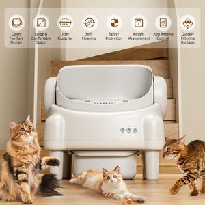 Caja de arena automática inteligente para gatos con gran espacio abierto, aplicación para el peso de las mascotas y la detección de la salud - Product Image 2