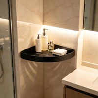 Étagère de douche d'angle triangulaire en acier inoxydable 304 noir mat, fixation murale, antirouille, pour salle de bain et hôtel, garantie OEM 5 ans