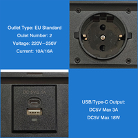 Enchufe Eléctrico para Muebles de Oficina y Hogar, Cable de Alimentación, Enchufe Emergente Negro, Enchufe de Escritorio USB Integrado