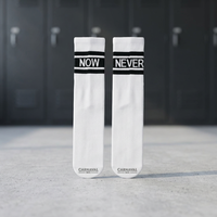 Chaussettes de sport unisexes blanches à motif tissé sur la cheville, taille moyenne, imprimées Now Never
