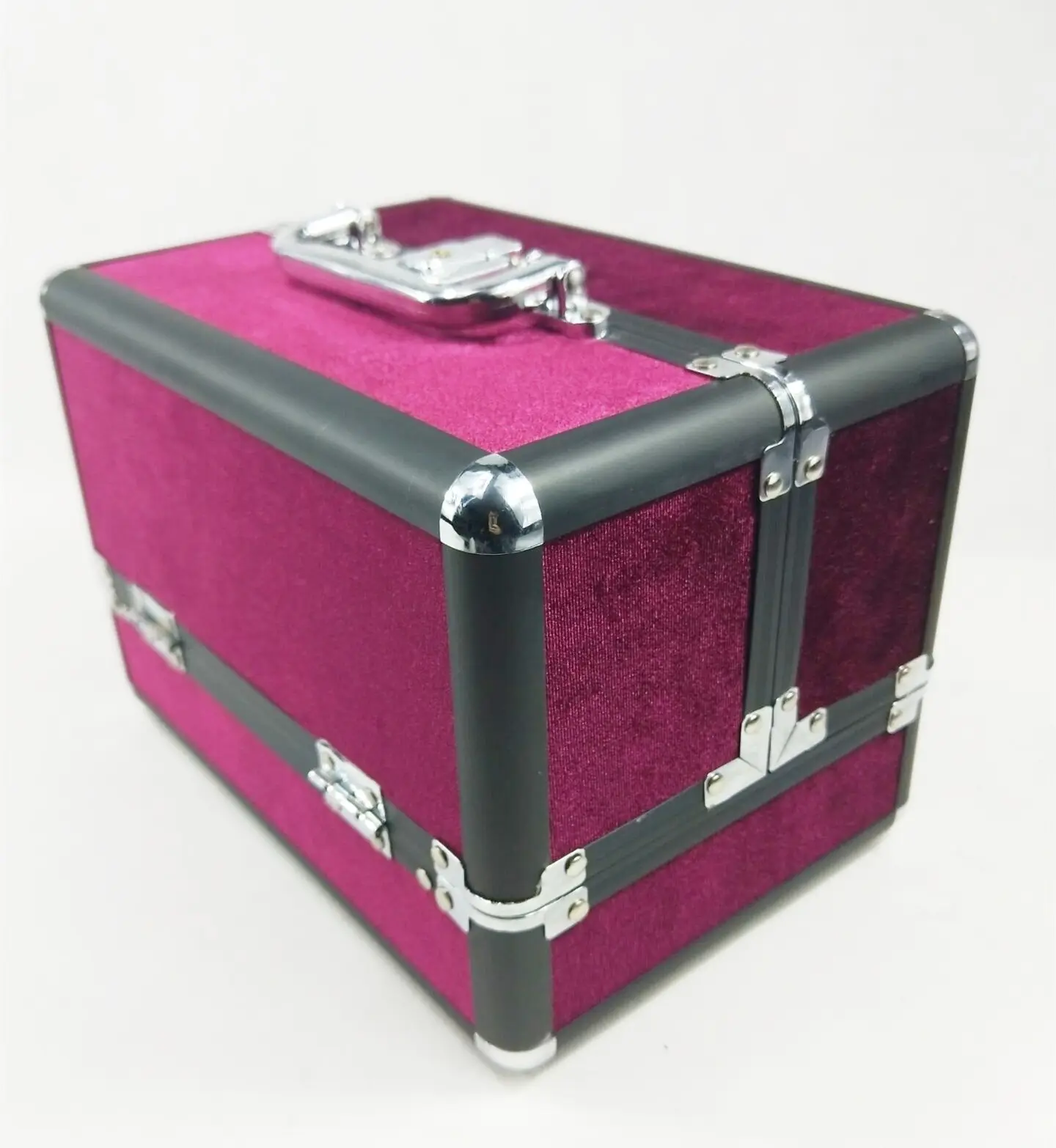 Good Quality Pink Aluminum Case Makeup Case With Trays Drawer