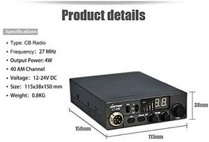 <span class=keywords><strong>Luiton</strong></span> LT-298 AM FM chuyển đổi 27MHz CB đài phát thanh cơ sở trạm 4 Wát 40 kênh xe bên ngoài loa Jack Transmitter Receiver đài phát thanh di động - Product Image 4