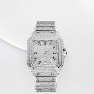 Reloj mecánico de lujo para hombre, superventas, de gama alta, con número romano cuadrado de diamante completo, reloj de pulsera mecánico de lujo 2025 - Product Image 1