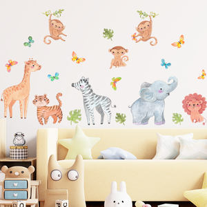 Adesivi <span class=keywords><strong>murali</strong></span> scimmia cartone animato creativo <span class=keywords><strong>foresta</strong></span> giungla carta da parati camera da letto per bambini decalcomania decorativa TV autoadesiva sfondo murale - Product Image 5