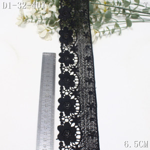 <span class=keywords><strong>2026</strong></span>年新作 6cm 花柄 ブラックボーダー ポリエステルレース トリム 水溶性 花刺繍レース飾り アバヤ衣料用 - Product Image 2