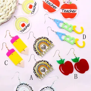 2025ใหม่ต่างหูอะคริลิคสีรุ้งทำด้วยมือต่างหูห้อยสำหรับคุณครูสำหรับผู้หญิงเด็กผู้หญิง - Product Image 1