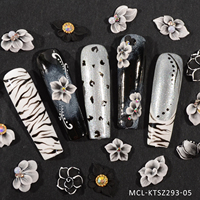 30 buah/kit seri Punk hitam putih lucu seni kuku buatan tangan Resin jimat bunga desain 3D kuku bunga akrilik bunga akrilik
