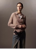 Pull col en V personnalisé en autres matériaux, style Old Money, décontracté, tissé, pour l'hiver et les trajets quotidiens