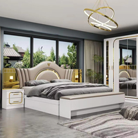 Ensembles de chambre à coucher, lit double king size, ensemble de meubles de chambre à coucher en bois, ensemble complet moderne de luxe en bois