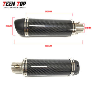 Silencieux d'échappement de <span class=keywords><strong>moto</strong></span> universel de 51mm <span class=keywords><strong>manchon</strong></span> en Fiber de carbone modifié + embout en acier - Product Image 4