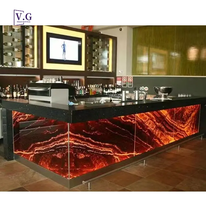 Encimera LED en forma de L, mesa de Bar para casa, cafetería, restaurante, color rojo y negro, nuevo diseño