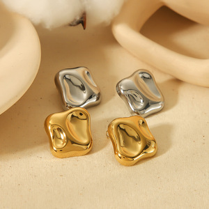 Irregular Geometric <b>Stud</b> Earrings 18k Gold <b>Titanium</b> Steel High-End Fashion Jewelry - Product Image 1