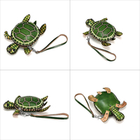 Vente chaude Rétro En Cuir De Vachette Creative À La Main Tortue Sac De Rangement Petit Tortue Portefeuille En Cuir Véritable Porte-Monnaie