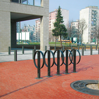Support de vélo circulaire vertical à poser au sol, en métal, pour l'espace public urbain