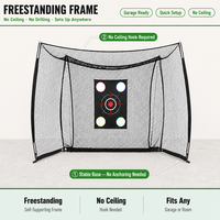 Filet de simulateur de golf 10x10 pieds avec toile de cible, filet d'impact robuste, cadre autoportant, cage de golf d'intérieur
