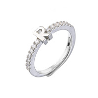 Bagues ajustables en acier inoxydable 316L plaqué or avec initiale lettre Z en zircon cubique, pour femme