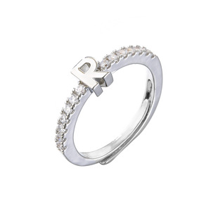 Anelli Regolabili in Acciaio Inossidabile 316L Placcati Oro con Iniziale <span class=keywords><strong>Z</strong></span> <span class=keywords><strong>e</strong></span> Zirconia Cubica per Donna - Product Image 3