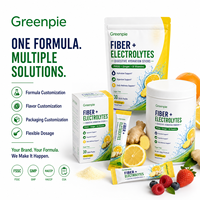 Complément alimentaire Greenpie Private Label sans sucre pour la santé intestinale, fibres et électrolytes, saveur citron gingembre, poudre de fibres et d'électrolytes